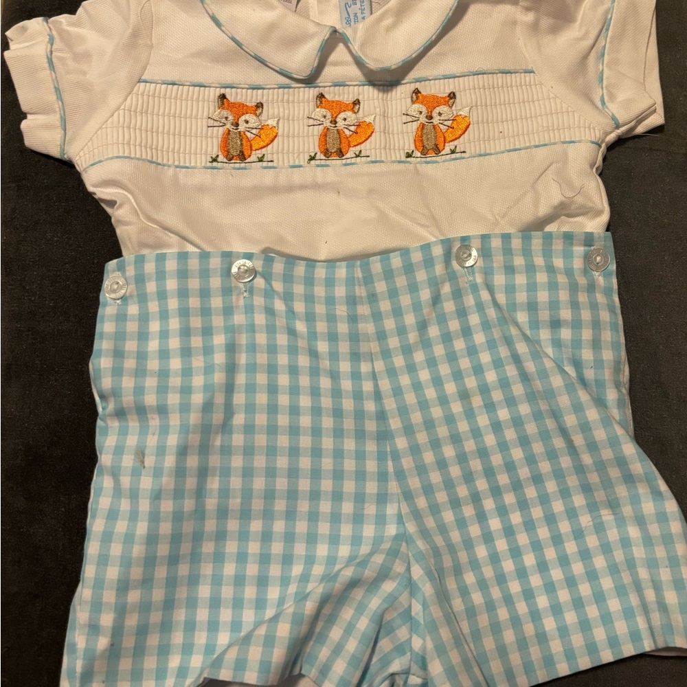 NWT Vive La Fete Collection Bebe Fox Embroidered Baby Romper